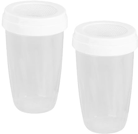 2Pcs Powder Sugar Sifter, Plastic Powder Shaker Flour Shaker, Icing Sugar Shaker Duster, Chocolate Shaker and Cocoa Sifter Portable Sugar Powder Shaker with Lid for Kitchen Use