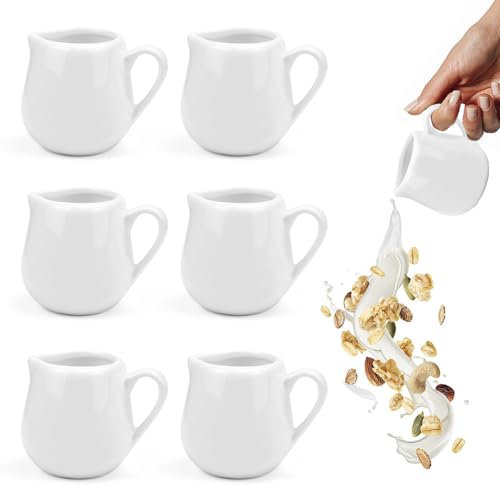 SIYINGSAERY 6 Jarras para Leche de Cerámica de 110 ml Jarrita de Leche Pequeña con Asa Jarra para Calentar Leche o Poner Leche en Té Café para Horno Micoondas Lavavajillas
