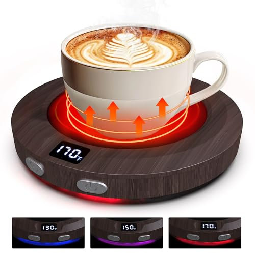 MXMZHXU Scalda Tazza, Scalda Tazza usb da Scrivania con 3 Impostazioni Temperatura, Scaldatazza con Spegnimento Automatico 2-12h, Scalda Tazzine da Caffè per Latte, Tè, Acqua (legno)
