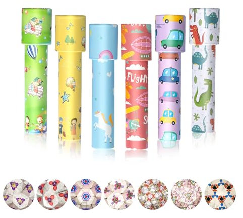 Goviox 6 Stück Klassisches Kaleidoskope, Kaleidoskop Kinder, Vintage Retro-Kaleidoskope Lernspielzeug für Kindergeburtstag, Neujahr, Weihnachten, Vorratsfüller, Schule, Klassenzimmer(Zufällige Farbe)