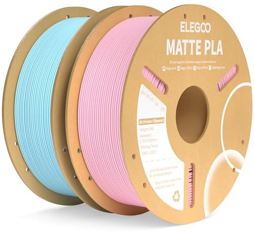 ELEGOO Matte PLA Filament Sakura Pink & Ice Blue 2KG, 1.75mm 3D Printer Filament Dimensional Accuracy +/- 0.02mm, 2pcs 1kg Carboard Spool (2.2lbs) Fits for Most FDM 3D Printers