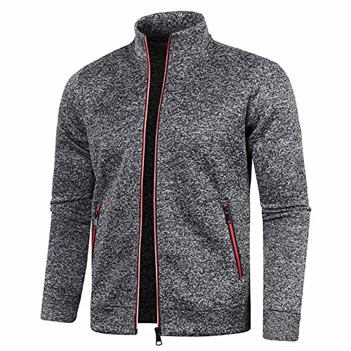 UHouse Sweatjacke Herren ohne Kapuze Freizeit Jacke Oversize Übergangsjacke Sport Jacken Leichte Dünne Sportjacke Outdoor Trainingsjacke Herbst Bomberjacke Dunkelgrau 3XL