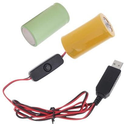 Yjcnelcr 1 set LR20 D falska batterieliminatorer med strömbrytare, USB-strömförsörjningskabel för att ersätta 1 till 4 st 1,5 V LR20 D-batteri