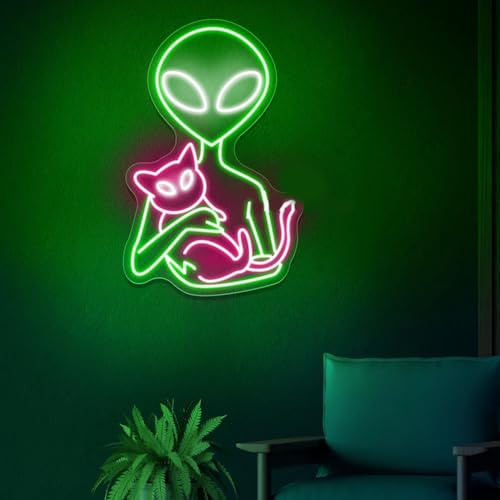 Alien neonskylt utomjording LED-ljus utomjording katt neonljus katt neonskylt estetisk rum dekor barnkammare LED-skylt anpassad neonskylt UFO neonskylt