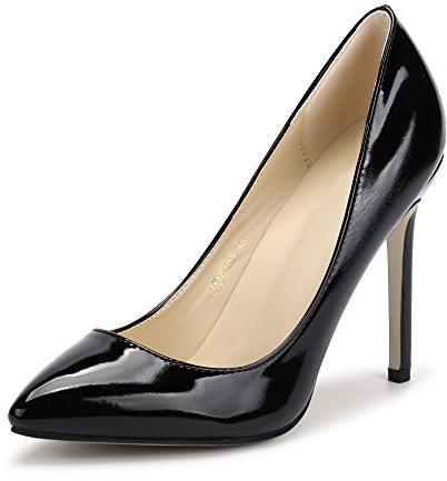 Women's Sexy Pointed Toe High Heels Patent Leather Slip-on Stilettos Pumps Evening Party Dress Shoes Black Tag 40-UK 5.5