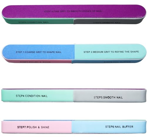 7-Sided Professional Nail Buffer, 4Pcs Nail Sanding Files Manicure Tools