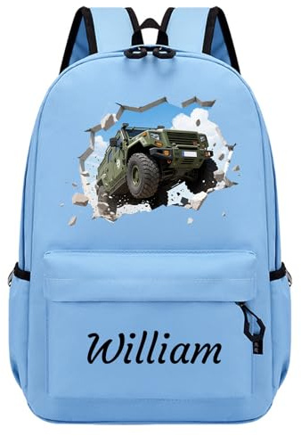 Genérico Mochila Infantil Personalizada con Nombre y Diseño, Mochila Escolar para Colegio, Mochila Bebe para Niñas/Niños de Guardería y Primaria 36cmx26cm​ (Azul)