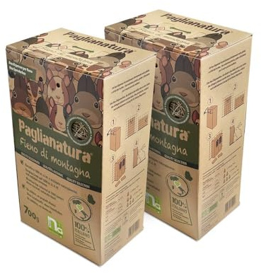 Paglianatura Kit 6 pezzi - Dispenser Fieno Montagna 600g | Fieno Naturale per Roditori e Conigli | Fresco e Ricco di Fibre
