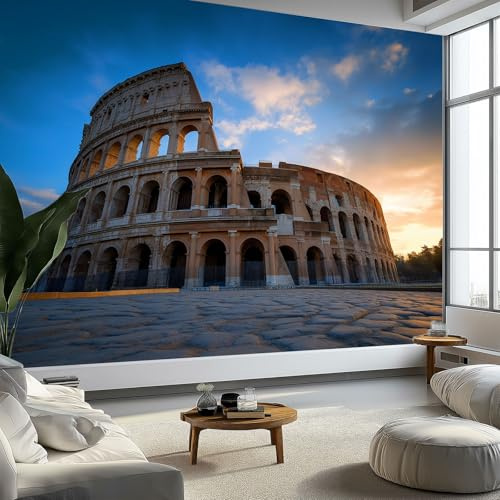 Carta da parati murale con architettura dell'antico colosseo romano 200 x 140 cm, blu chiaro murales per camera da letto soggiorno bambini vivaio murale art deco - carta da parati fotografica poster