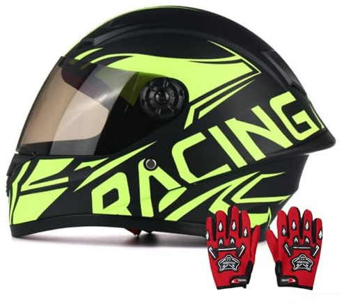 Casco Integrale Da Moto Per Bambini Estivi,3-12 Anni, Per Ragazzi E Ragazze, Omologato DOT,Casco Da Moto Retrò,Casco Jet Da Go-Kart, Cruiser, Ciclomotore,Caschi Da Bici Da Strada 16,M/(49~50cm)