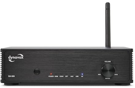 Dynavox DA-300 HiFi Verstärker, kompakter Class-D Stereo-Digitalverstärker mit HDMI ARC, BT 5.0, USB, optisch & koaxial, edles Aluminiumgehäuse, ideal für TV-Sound & Musikstreaming, schwarz