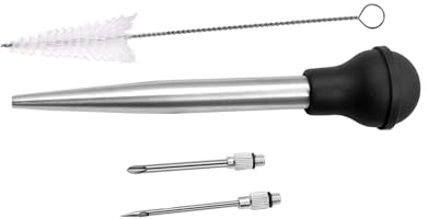 LIXSAZSE Cepillo de Silicona para Barbacoa con Agujas, Herramienta práctica para cocinar, inyectores de Adobo, jeringas para cocinar al Aire Libre, jeringas para Pavo.