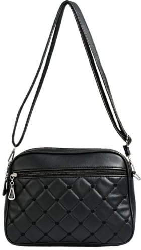 CHULIN Sac Bandoulière Matelassé Femme, Petit Sac à Main Chaîne Porté Epaule Cuir PU, Bandoulière Réglable Portefeuille Bandoulière Pochette Rectangle 2 Compartiments Zip, Noir