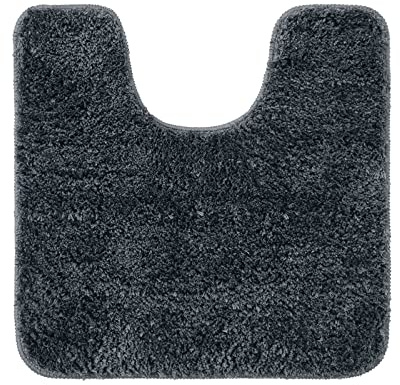 MIULEE Badematte WC Vorleger Badteppich Fußmatte Flur 1 Stück U Förmige Deko Matte Badteppiche Dekoration rutschfest Saugfähig für Wohnzimmer Badezimmer Toilett WC 45x45 cm Dunkelgrau