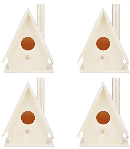 Jenngaoo 4pcs Mini Maison d'Oiseau en Bois, Maisons de Colibri en Bois Naturel Nid d'Oiseau de Bourdonnement pour La Maison Extérieure de Fenêtre de Jardin - 3x1.6x2.2in