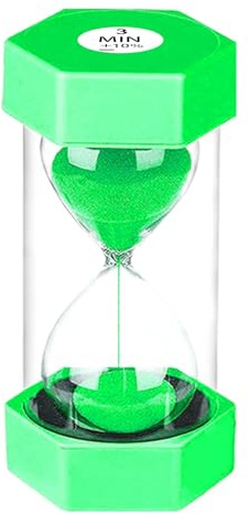 SuLiao Clessidra 3 minuti verde, set timer per uova, vetro colorato, timer per bambini, scuola, bambini, pulizia dei denti, kita, ufficio, casa, decorazione, giochi, aula, cucina