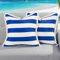 Lewondr Outdoor Kissenbezug, 2 Stück 50x50cm, wasserdichte Quadratische Zierkissenbezug mit Fransen, Gestreifte Dekorative Outdoor Kissenhülle für Garten Lounge Sofa Balkon, Marineblau