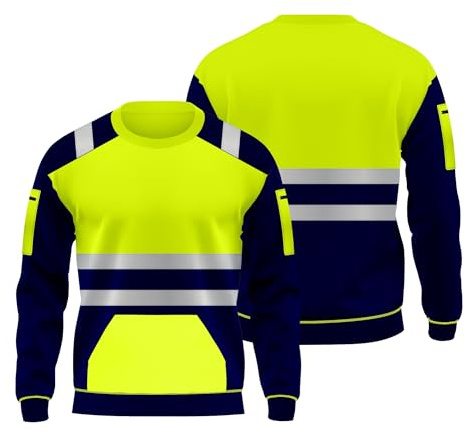 Inspire Me Hi Vis Shirts for Men High Visibility Workwear Crew Neck Fleece Sweatshirts Hi Viz Safety Shirt, Security Work Utility Soft Warm Cosy Fleece Tops|Green, Medium