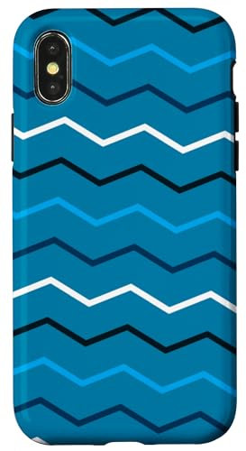Hülle für iPhone X/XS Light Blue Dark Blue Zigzag Waves Ocean Modern Pattern