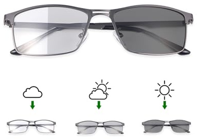 YIMI Lunettes de lecture photochromiques bifocales pour hommes et femmes, lunettes de soleil de transition avec protection UV400, lecteurs de soleil de loin et de près à double usage bloquant la