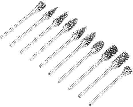 Frässtift, 6 Mm Schaft, 10 Stück, Wolframkarbid-Stahlfräser, Drehfeilen, Metallbearbeitung, Schnitzwerkzeug-Set, 2,35 X 6 Mm