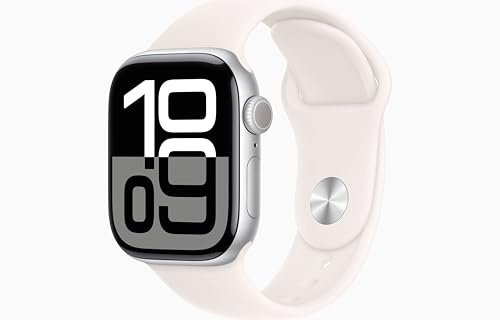 Apple Watch Series 10 [GPS + Cellular, 42mm] - Cassa Argento in Alluminio con Cinturino Sport Rosa fard, M/L (Ricondizionato)