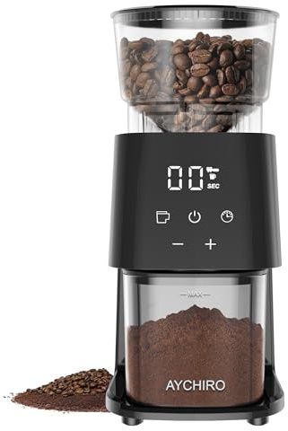AYCHIRO Burr Coffee Grinder Electric, Adjustable Burr Mill with 30 Grinding Settings, Coffee Bean Grinder with Touchscreen, 2-12 Cups