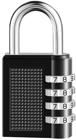 Combination Lock 4 Digit Padlock with ShortShackle for School Gym Locker, Fence, Sports Locker,Toolbox,Case(Black)