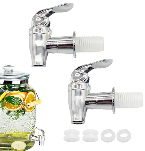 TUKEVA® 2 Piezas Cubo de Embotellado de Plástico Grifo Grifo de plástico para Cubo de embotellado Grifo para Garrafas de Agua de Material PP para Botellas de Vino, Botellas de Bebidas (Plata)