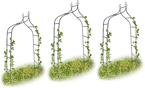 Arco de jardín de metal para rosas, pabellón de boda, entrada, plantas trepadoras, soporte para interiores y exteriores, decoración de jardín, resistente a la intemperie, 140 x 260 x 38 cm, perfecto