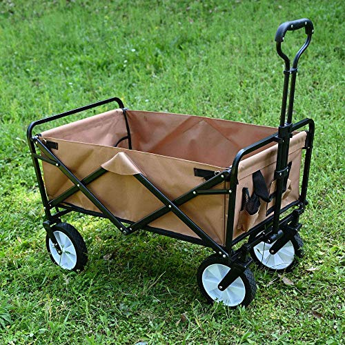 Chariot de jardin pliable très résistant Capacité 80 kg Chariot à main pour jardinage, camping, plage, pêche, shopping – Chariot utilitaire portable