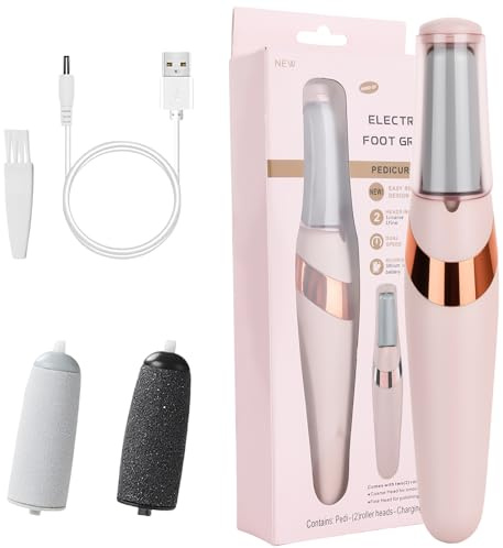 Electric Foot File Hard Skin Remover, Pedicure Sets for Feet | Rechargeable Electric Callus Remover, 2 Roller Heads and 2 Speeds, Built-in LED Light, Ergonomic Pedicure Tool
