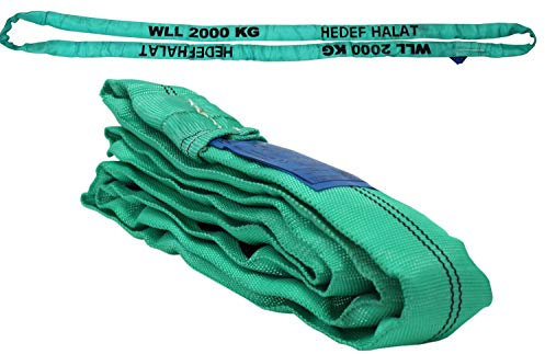 Rundschlinge 2000kg Tragkraft, 2m Umfang, endlos mit Polyesterkern, Hebegurt Hebeband, Grün