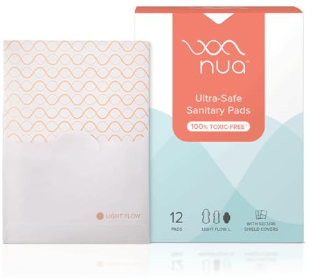 Nua Sanitary Pads for Heavy Flow |with Disposal Cover | Ultra Thin | Extremely Soft and Comfortable | Wider Back Design | Zero Toxins | Rash Free, Pack of 12 Pads for Women (Regular)