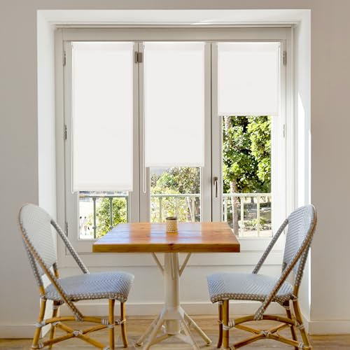 Blindecor Aure | Estor enrollable Easyfix translúcido liso - Blanco roto, 37 x 180 cm (ancho por alto) | Tamaño de la Tela 34 x 175 cm | Estores sin herramientas para ventanas