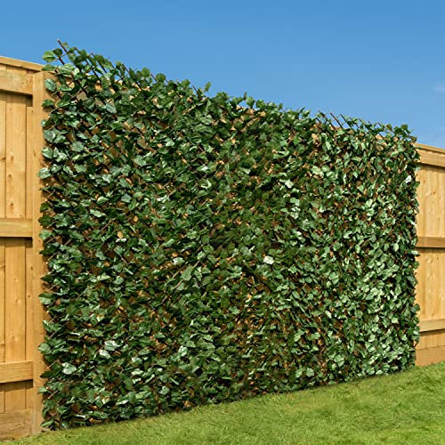 CHRISTOW Expanding Artificial Trellis Fake Ivy Leaf Hedge Garden Privacy Screening (1m x 2m)
