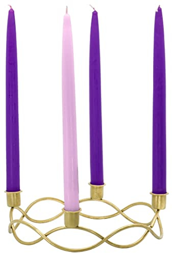 Red Co. 10 Dia Metal Christmas Advent Wreath Taper Candle Holder, Seasonal Centerpiece Decor - Old Gold