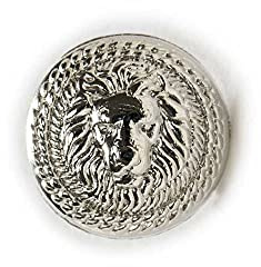 5pcs Vintage Lion Pattern Shank Metal Button Round for Sewing Clothing Suits Blazer Jacket Uniform Handwork (Silver, 18mm)