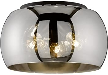 Fischer & Honsel Deckenleuchte „Dima“, Ø 40 cm, 3× E27 | Rauchglas & sandschwarz | moderne Wohnzimmer- & Esszimmerlampe (ohne Leuchtmittel)