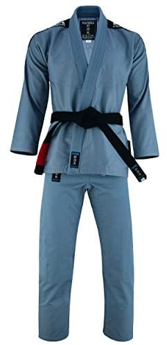 Playwell Vuxna Pro Elite BJJ Jiu Jitsu Brottning GI Kostym - Grå (A4)