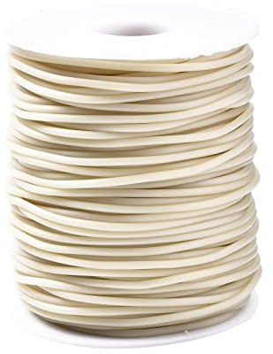 Crafans Cordoncino in gomma da 2 mm, 50 metri/rotolo, colore puro, per la creazione di gioielli, fai da te, artigianato, bracciali, lavori a maglia tubolari, marrone chiaro