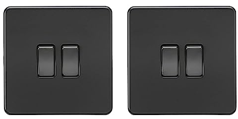 Knightsbridge SF3000MBB Screwless 2G 2-Way Switch Rockers, 230 V, Matt Black (Pack of 2)