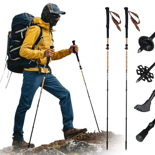 Black Diamond vandringspinnar, 110–130 cm, vikbara vandringspinnar, promenadstavar, 1 par med tillbehör till all terräng, ultralätt, stötdämpande, hopfällbara promenadstavar för vandring, camping