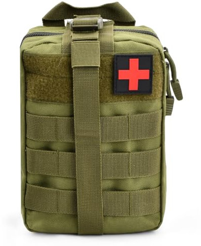 Trousse de Premier Secours Sac Étanche Molle de Premiers Secours Trousse Kit de Premiers Soins Militaires Rip-Away Pochette EMT Médecine Tactique Sac pour Randonnée Travail Voiture Chasse Sport (Vert)