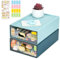 2 PCS Schreibtisch Schubladenbox mit 2 Schubladen, Stapelbarer Organizer Drawer mit Etiketten, Große Kunststoff Office Bastel Aufbewahrungsbox für Schreibwaren, Schminke (S-Blau+ Cyan)