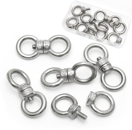 5 Paires Boulon et Écrou à Anneau, Boulon à œil en Acier Inoxydable 304 de Écrou à Oeil M6, Anneau de Levage M6 Femelle pour Raccord de Corde et Équipements de Levage D'Ingénierie