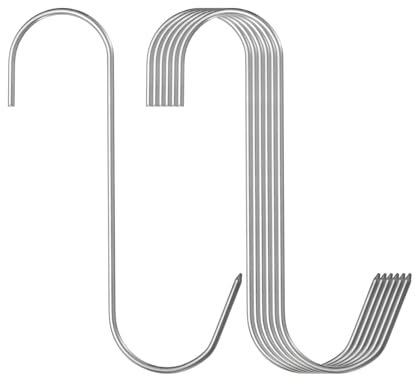 sourcing map 6 ganchos de carne de acero inoxidable 304 de 6 pulgadas, ganchos de procesamiento de carne en forma de S, ganchos para colgar ahumar, asar costillas de res (carga máxima de 11 libras)