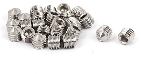 TOP-VIGOR 25Pcs Cone Cup Point Grub Screws, M6 x 6mm Hex Head Socket Screws Set Assorted, Threads Screws for Door Handle, Faucet, Light Fixture Home Repairs, Fixtures