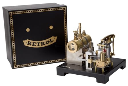 ToyGhillied Modello di motore a vapore con caldaia e scena della lampada, kit modello motore a vapore con fascio di metallo completo che funziona con regolatore centrifugo, kit scientifico retrò per