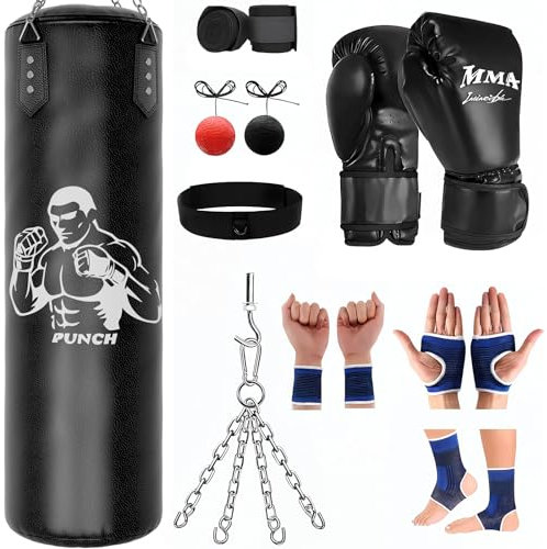 Boxsack zum Aufhängen, schwerer Boxsack, 120 cm, Boxsack für Kinder, Jugendliche und Erwachsene (nicht gefüllt)